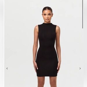 Naked Wardrobe Sleeveless mock neck mini dress